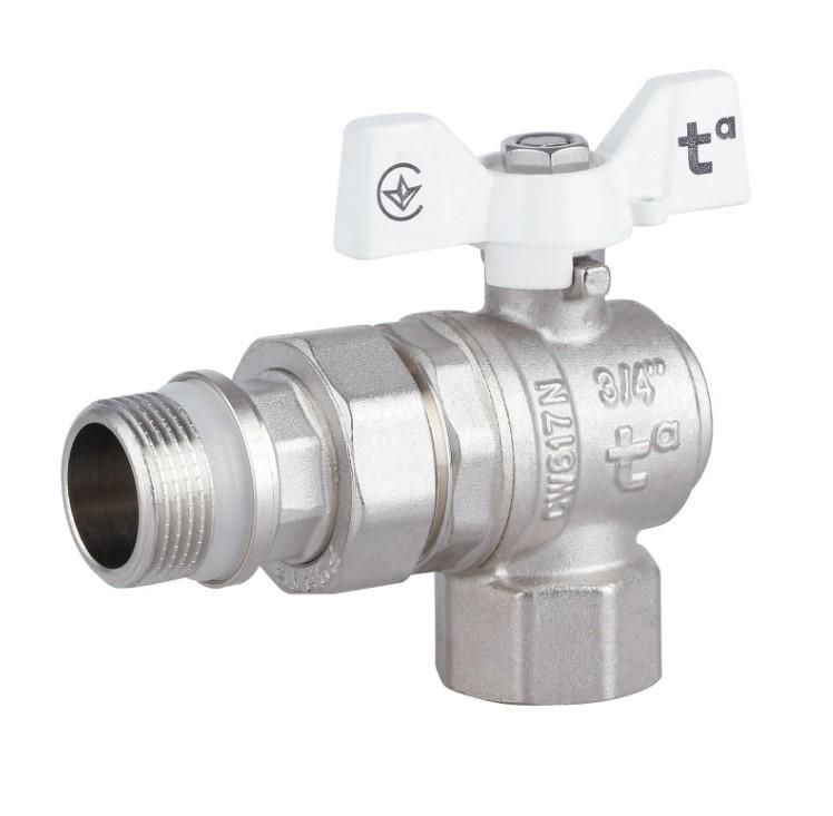 Кран шаровой с американкой Thermo Alliance Forte 3/4" ВЗ угловой антипротекание бабочка (SF223W20)