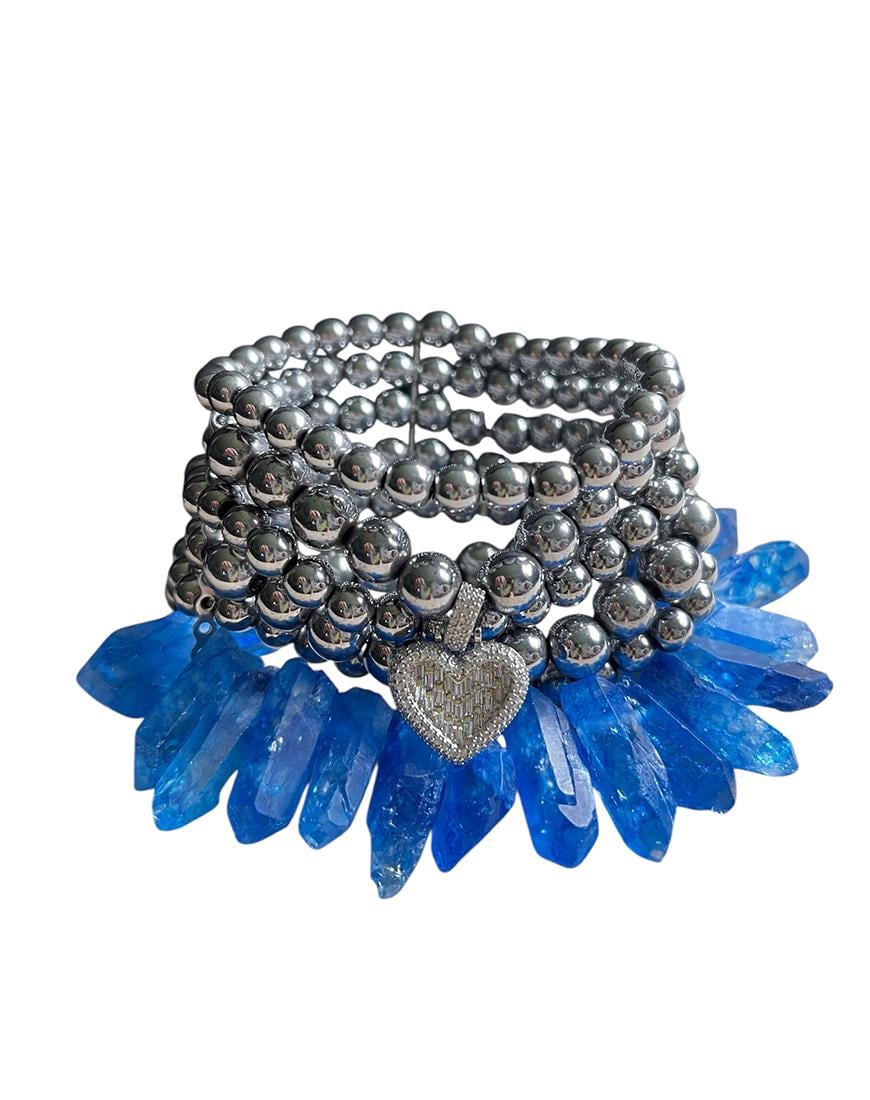 Браслет гематит з синім кварцом жіночий SMART JEWELRY сірий One size