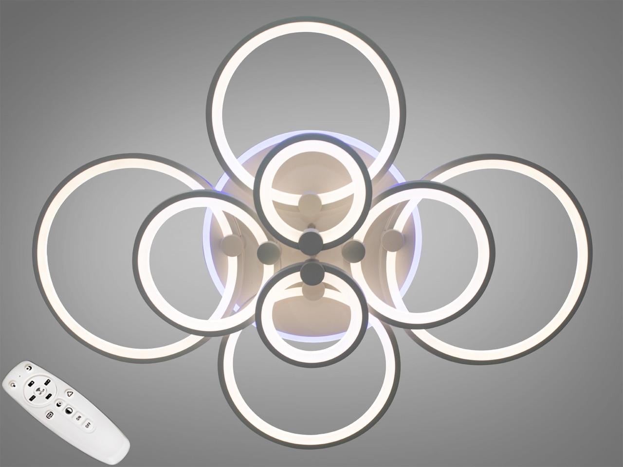 Люстра потолочная EcoLed с диммером и LED подсветкой 175W 8022/8WH 3col dim Белый