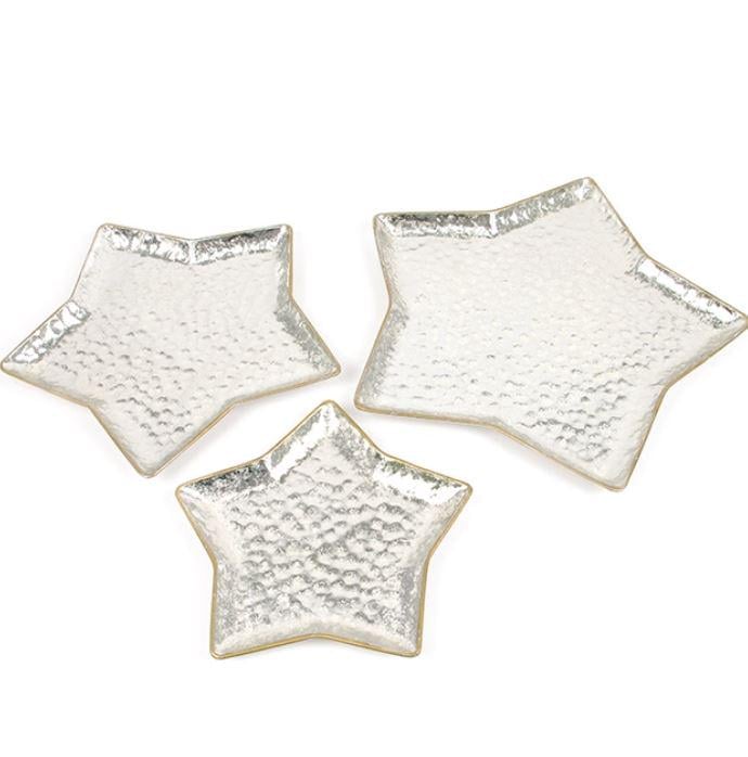 Поднос металлический Звезда 3 шт. Серебряный (46118)