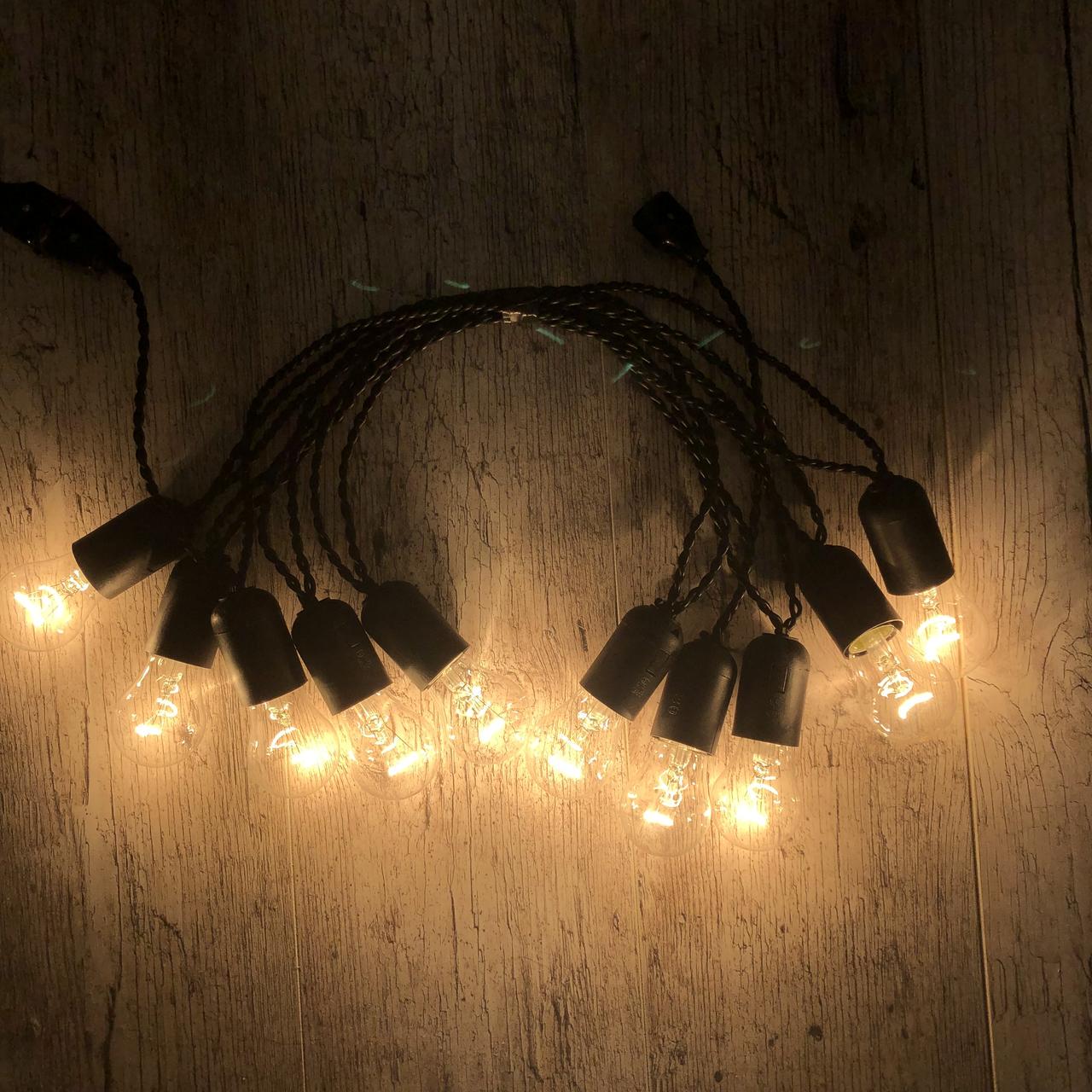 Ретро гірлянда для приміщень Alphatrade 5 м 10 ламп розжарювання Чорний (120088) - фото 2