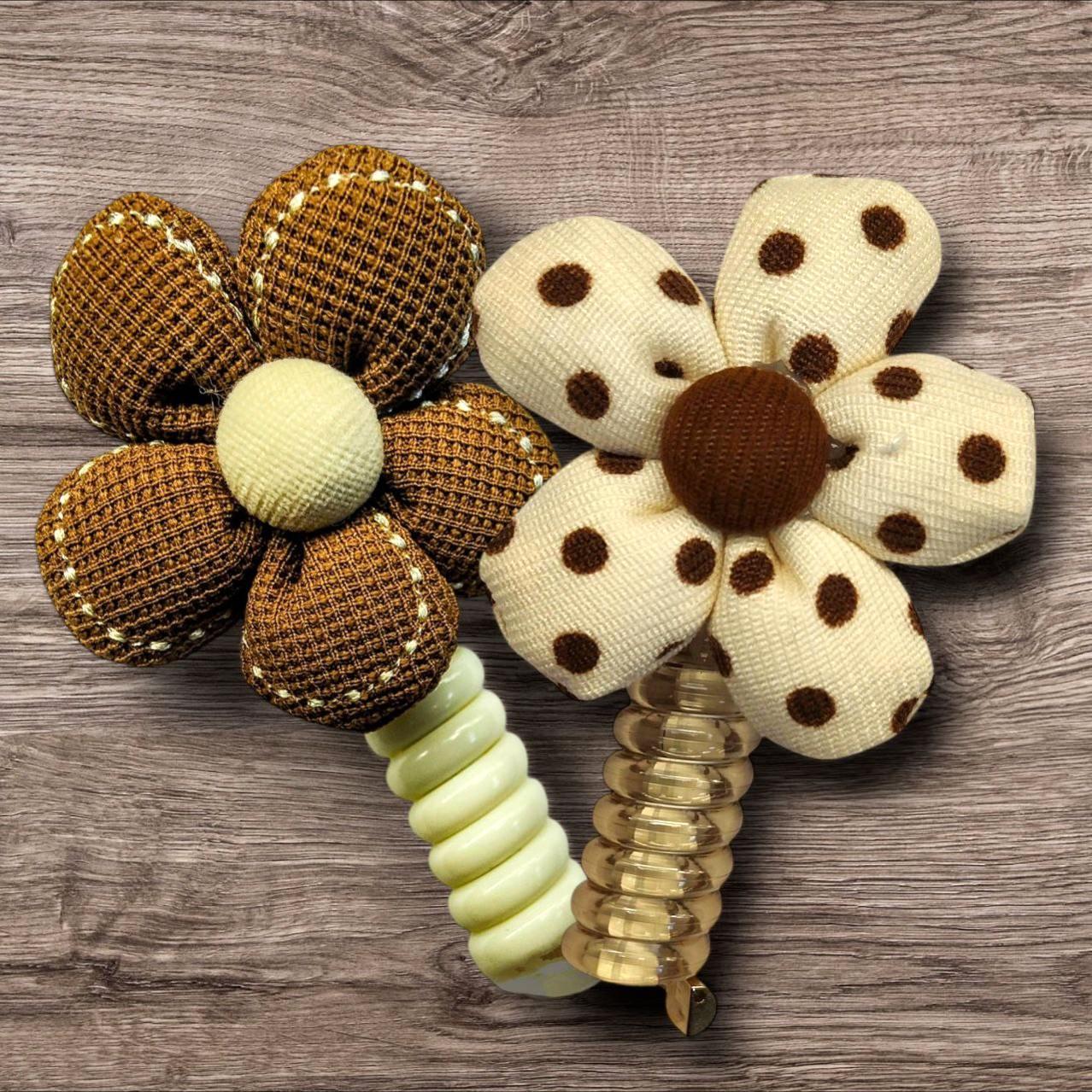 Резинка-пружинка для девочек Цветочки в горошек 2 шт. Шоколадный (00-0566)