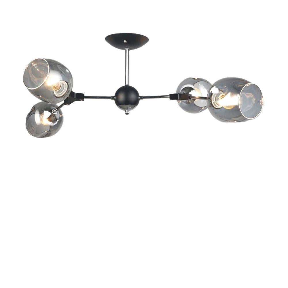 Люстра молекула стельова Light House SR-20244/4 BK+CR плафони сірі 860х590х320 мм Чорний/Хром