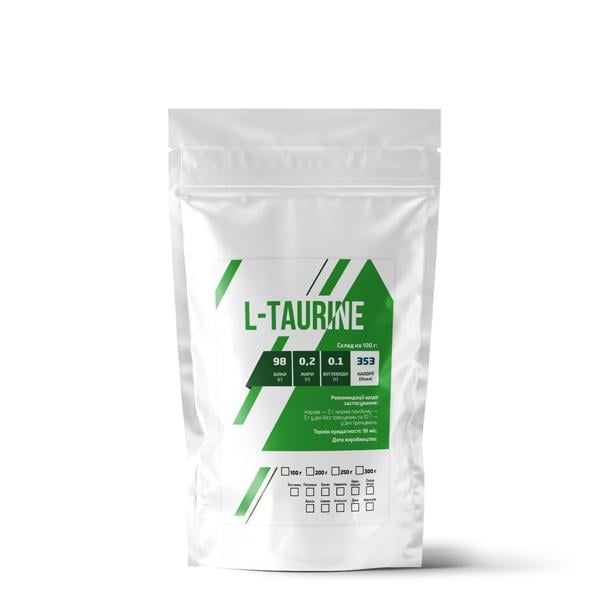 Аминокислотная добавка L-TAURINE 98% белка на 100 порций 300 г Без вкуса (124-125-tau-bs300)