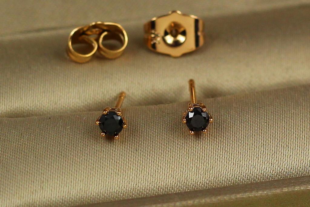 Серьги гвозди Xuping Jewelry камешки черные на шесть креплений 3 мм Золотистый (2181165636)