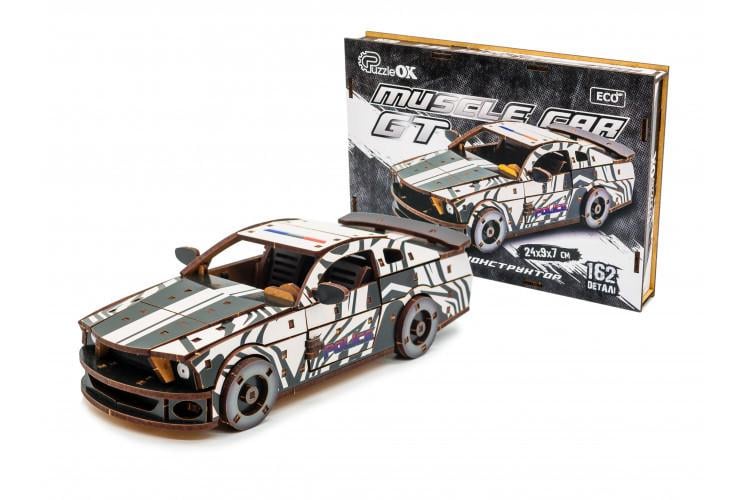 Пазл 3D из дерева механический PuzzleOK Ford Mustang GT 162 детали Белый