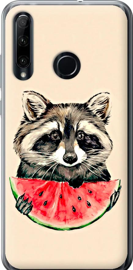 Чехол на Huawei Honor 20 Lite Енотик с арбузом (4605u-1832-42517)
