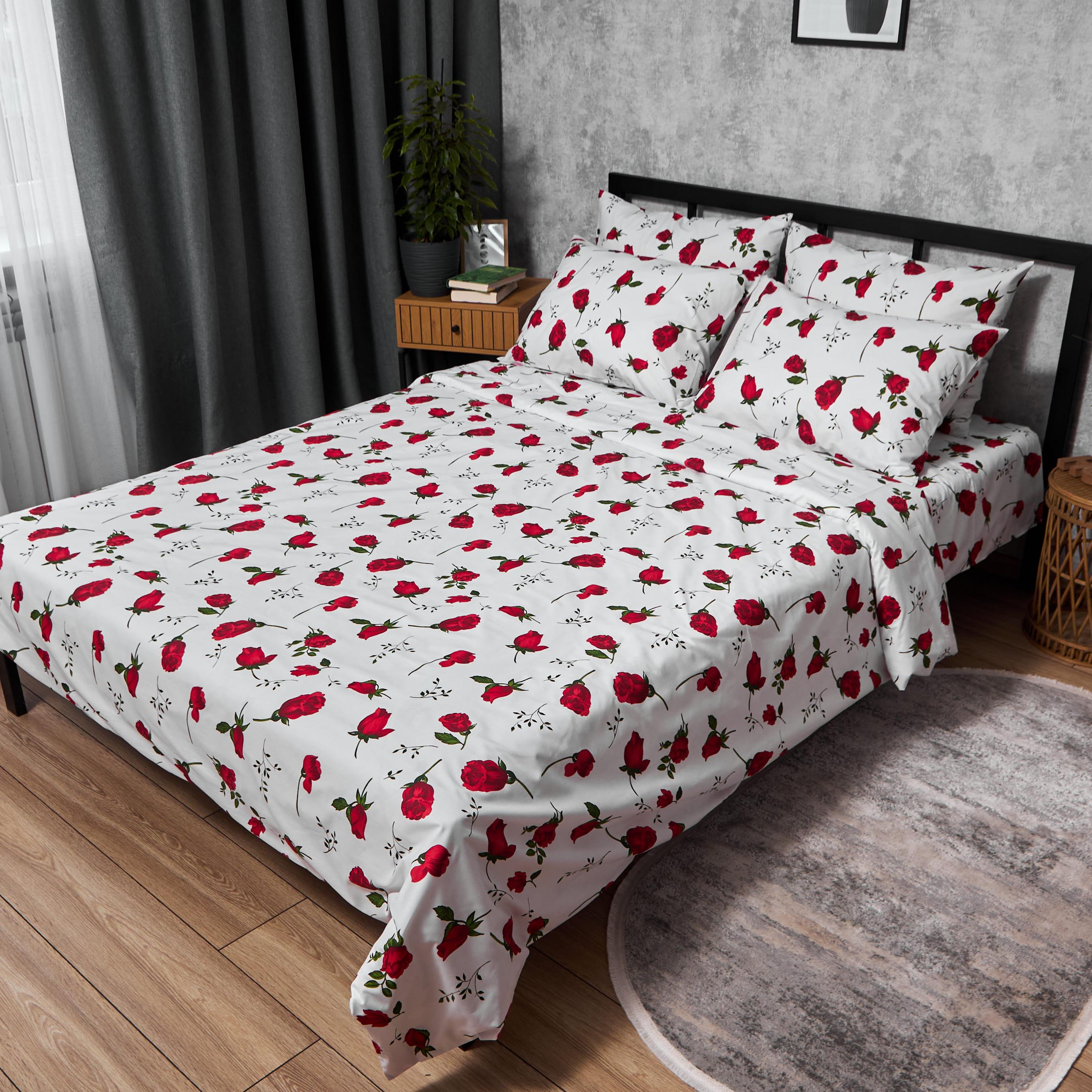 Комплект постільної білизни Moon&Star Бязь Gold Люкс Red Rose сімейний 160х220х2 см (MS-820011617)