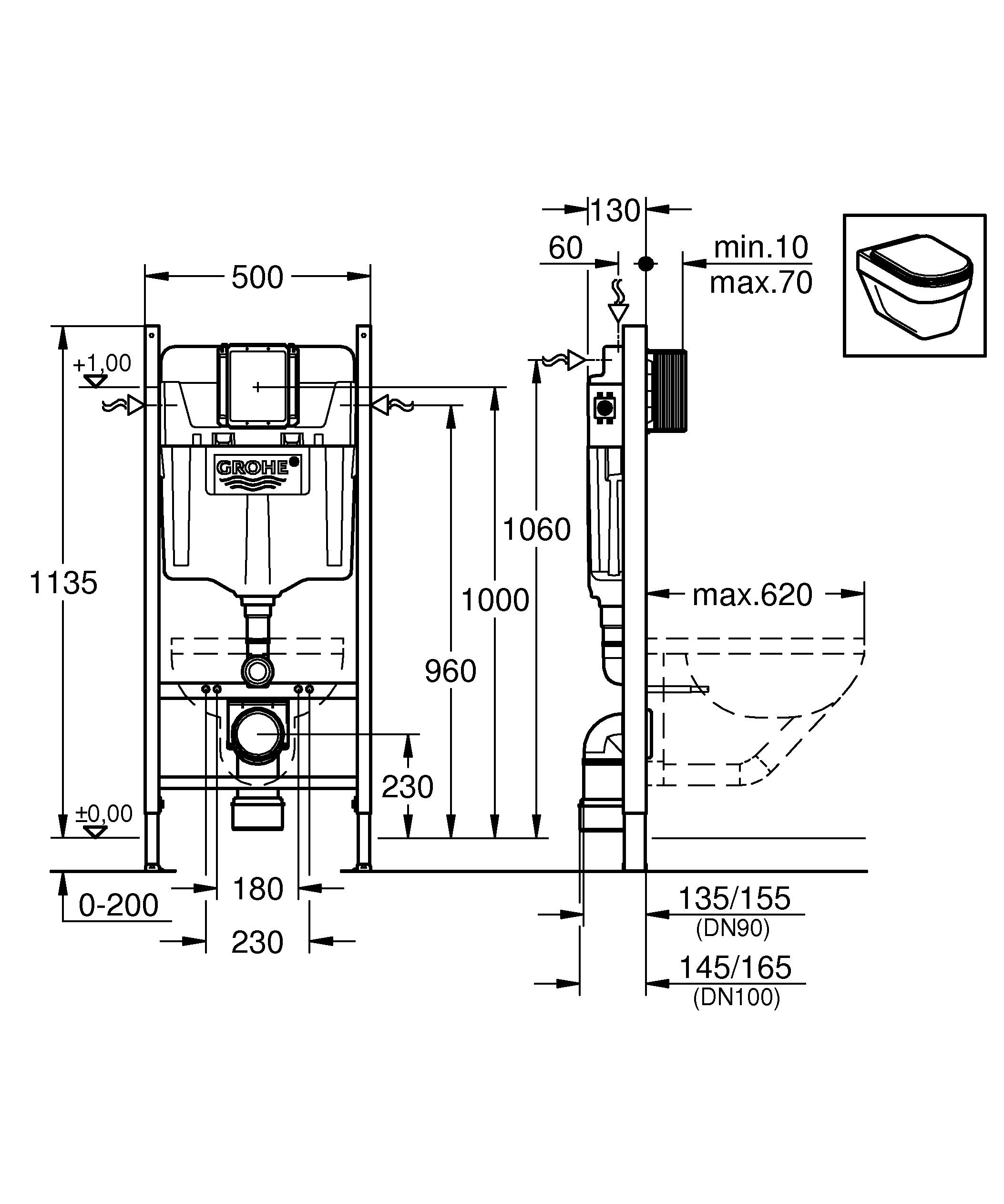 Инсталляционная система для унитаза Grohe RAPID SL 388400WG (75365) - фото 2