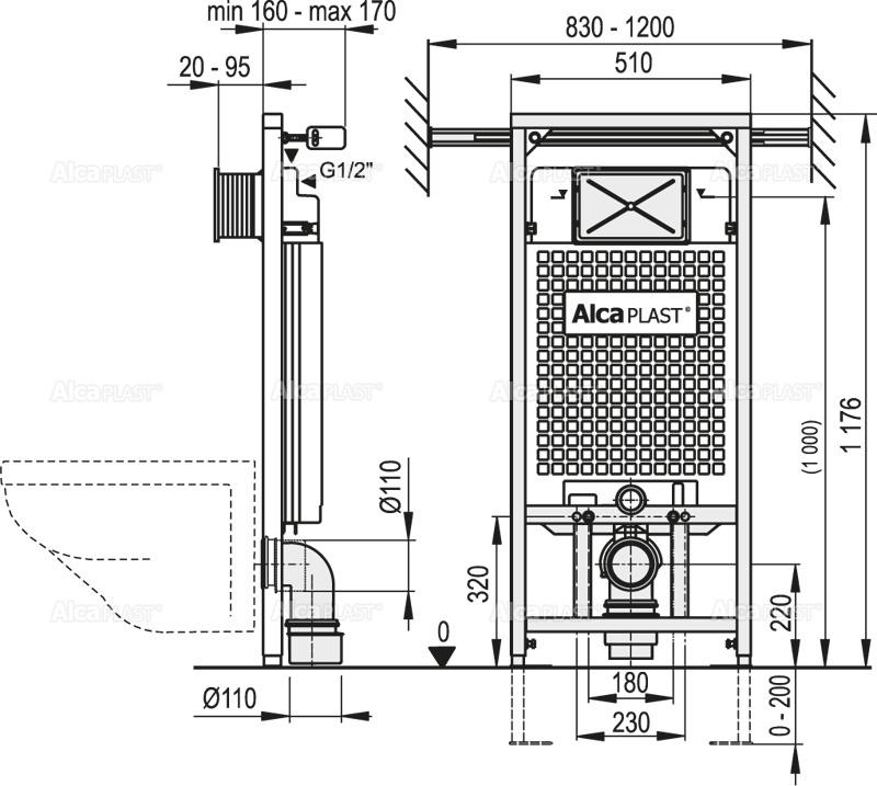 Инсталляционная система для унитаза Alca Plast Jаdromodul A102/1200 (93084) - фото 2