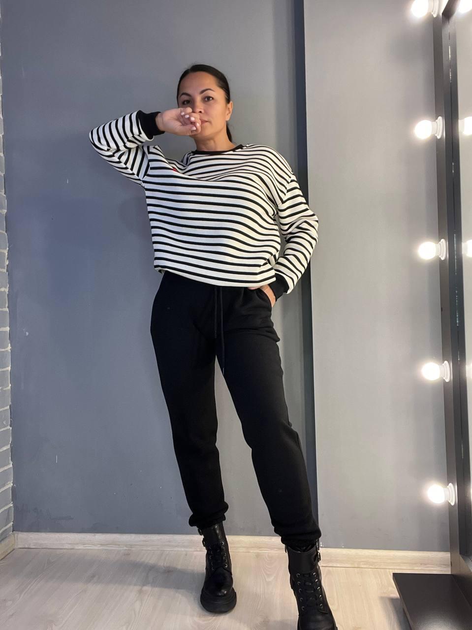 Брюки женские ENJOY 2925 спортивные джоггеры на резинке утепленные на флисе S Черный (1058) - фото 2 Брюки женские ENJOY 2925 спортивные джоггеры на резинке утепленные на флисе S Черный (1058) - фото 2