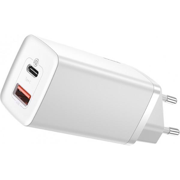 Зарядний пристрій Baseus GaN2 Lite 2 порту, USB + Type-C 65W Білий (CCGAN2L-B02) - фото 1