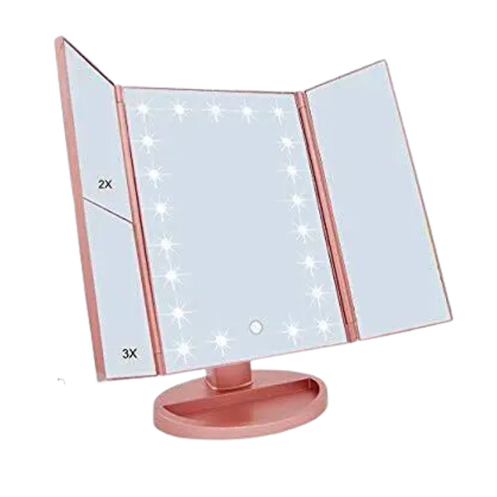 Косметичне дзеркало Superstar Magnifying Mirror MM-001 потрійне з підсвічуванням Рожевий (14657928) - фото 5