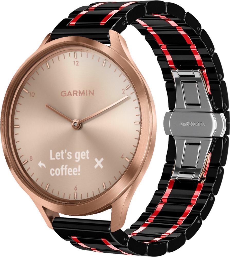 Ремінець керамічний Ceramo для Garmin Vivomove HR Black/Red (28721-44) Ремінець керамічний Ceramo для Garmin Vivomove HR Black/Red (28721-44)
