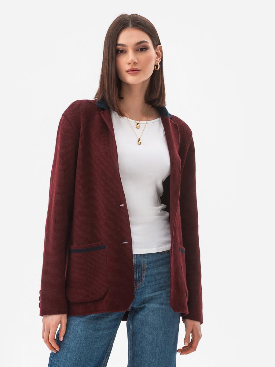 Пиджак вязанный женский oversize SVTR р. 42-50 Бордовый (593)