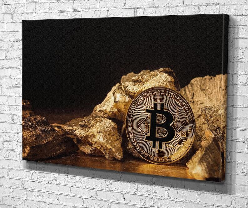 Картина для интерьера Золото и биткойн 80x54 см (541)
