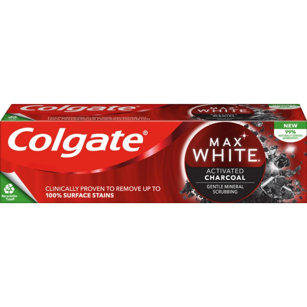 Зубная паста Colgate Max White Charcoal Optic white отбеливающая с углем 75 мл