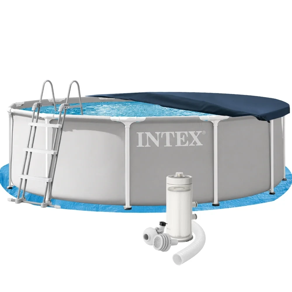Бассейн каркасный круглый Intex 26716-5 с фильтр- с насосом/тентом/лестницей 366х99 см Серый (147-9-26716-5) Бассейн каркасный круглый Intex 26716-5 с фильтр- с насосом/тентом/лестницей 366х99 см Серый (147-9-26716-5)