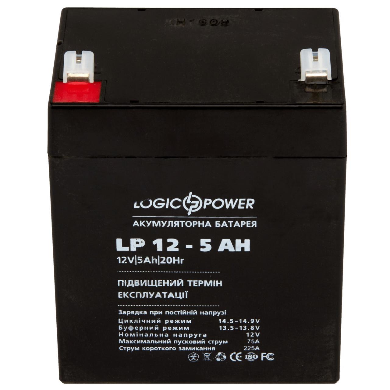 Акумулятор свинцево-кислотний LogicPower AGM LPM 12 - 5.0 AH - фото 1