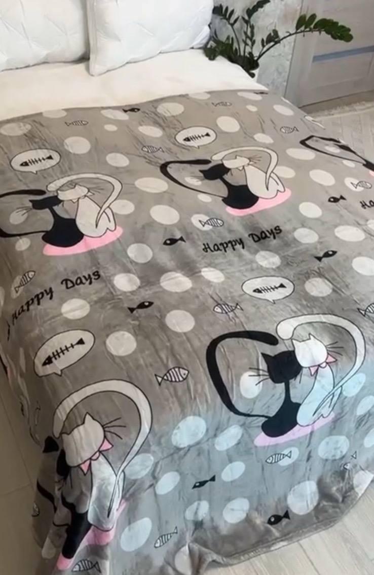 Плед велюровый евро 200x220 см Светло-серый (Д-al-dev-012)