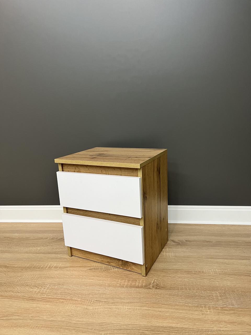 Тумба приліжкова Кватро 2 шухляди 400х480х340 мм Дуб Аппалачі/Німфеа Альба - фото 1 Тумба приліжкова Кватро 2 шухляди 400х480х340 мм Дуб Аппалачі/Німфеа Альба - фото 1