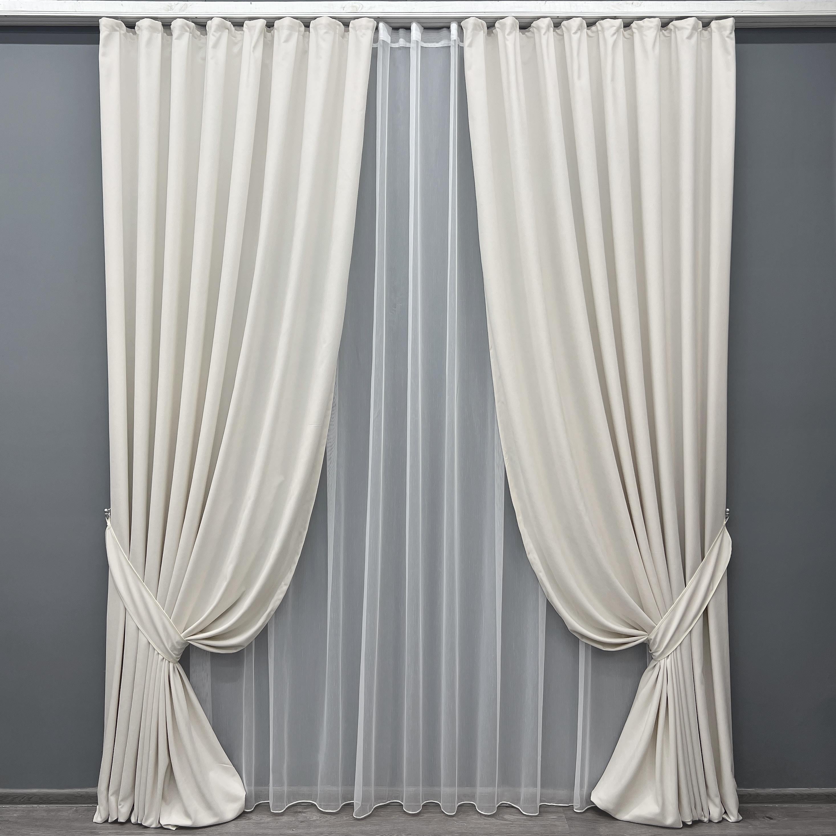 Комплект штор VR-Textil Petek YL №2020ш микровелюр 150х270 см 2 шт. Молочный (33-1005)