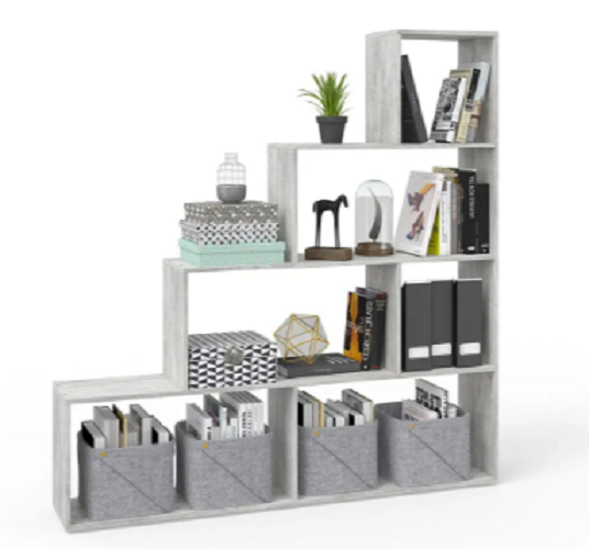 Стеллаж лесенка для гостиной с ячейками на 6 ячеек Бетон (P57а) Стеллаж лесенка для гостиной с ячейками на 6 ячеек Бетон (P57а)