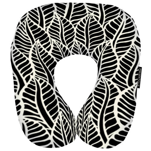 Подушка рогалик дорожная Листья фикуса 32х30 см (DOP_16J046)