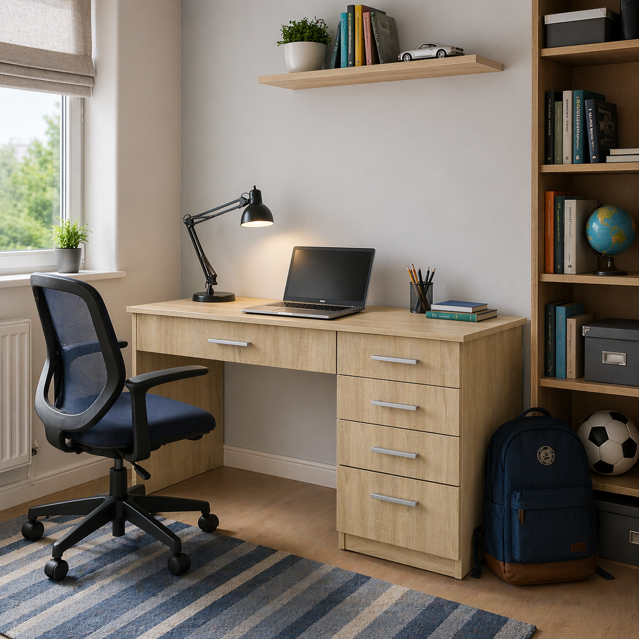 Письменный стол V-Star WD5 с тумбой и 4-мя ящиками ЛДСП 1160х550х740 мм Дуб сонома (34170829)