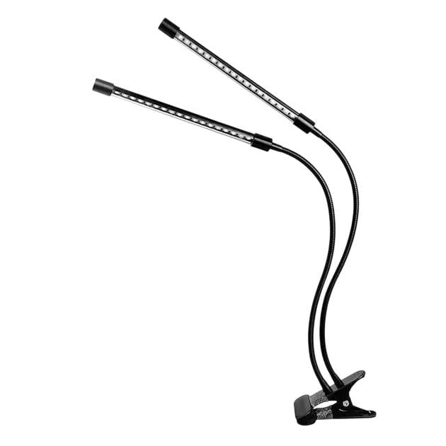 Фитолампа светодиодная настольная для роста растений и рассады на прищепке ZW-2 полный спектр 2 головы 3 режима