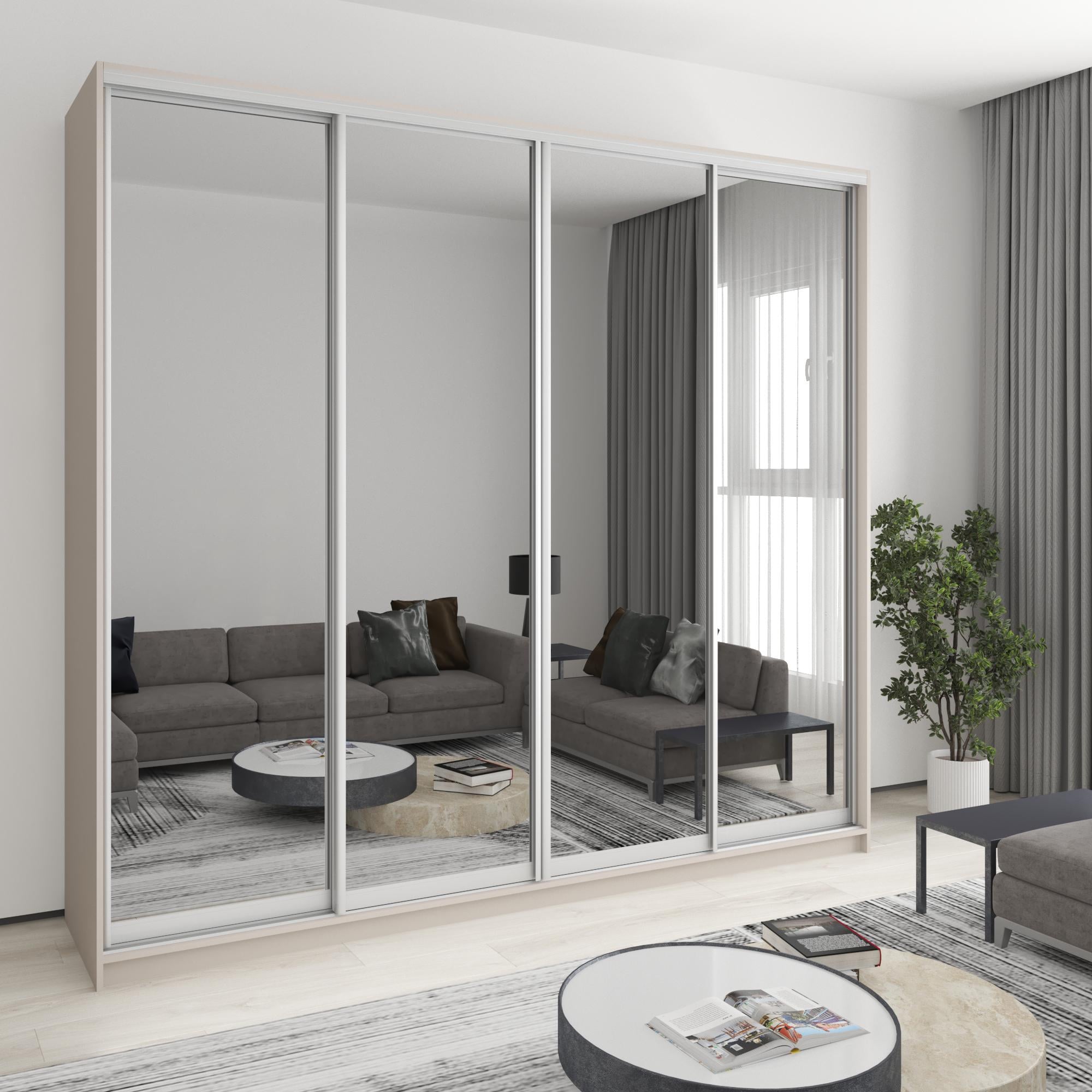 Шкаф-купе четырехдверный MebelStar Комбо AL 4 зеркала 260x60x240 см Кашемир (MBS-13431)