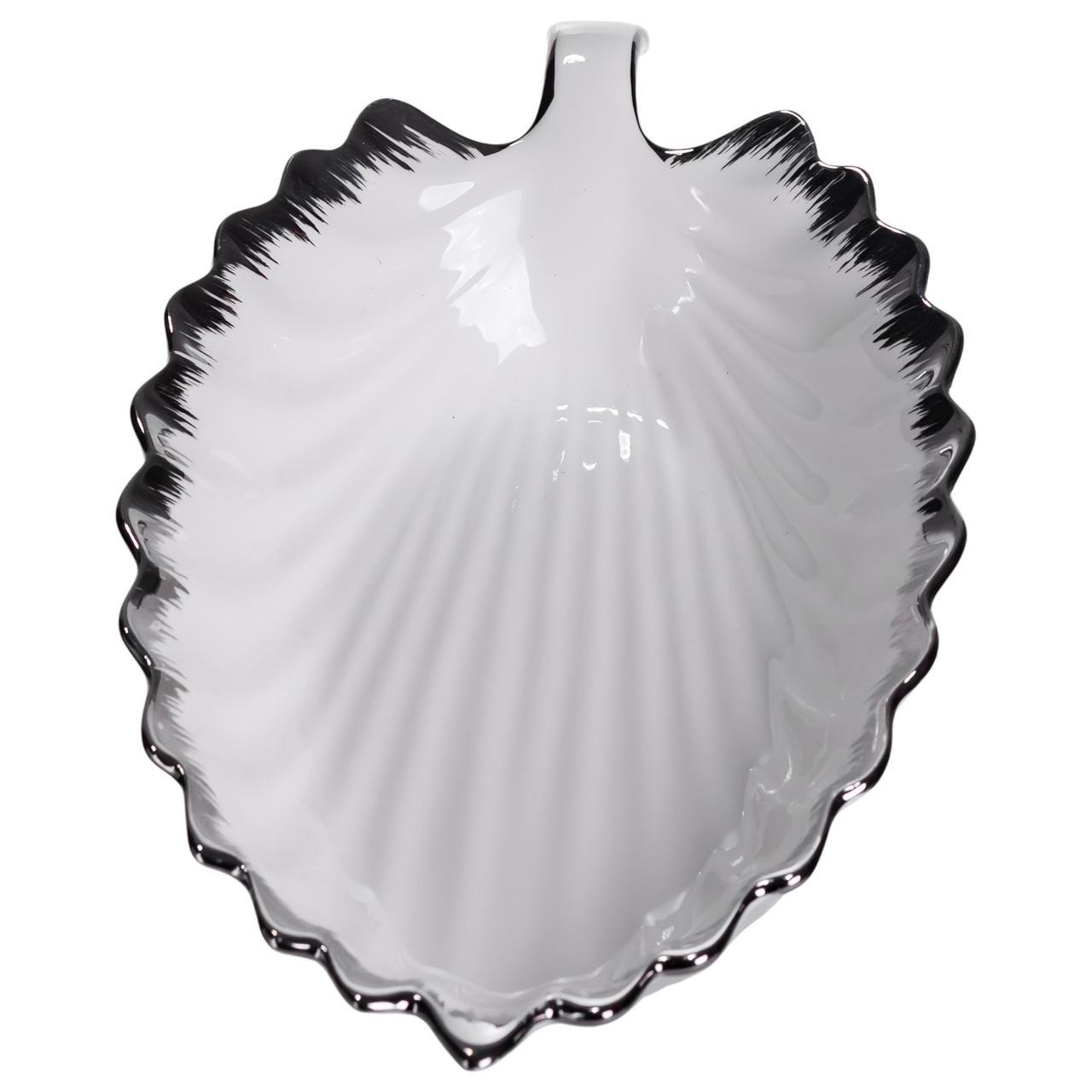 Блюдо для сервірування столу у формі листа 41х20х6,5 см Білий/Сріблий (2551-1S) - фото 5 Блюдо для сервірування столу у формі листа 41х20х6,5 см Білий/Сріблий (2551-1S) - фото 5