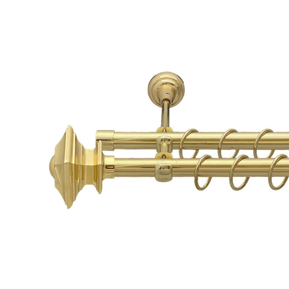 Карниз металлический Orvit Борджеза двухрядный открытый/гладкая труба/кольцо металлическое Золото 19/19 мм 300 см (00-00013085)