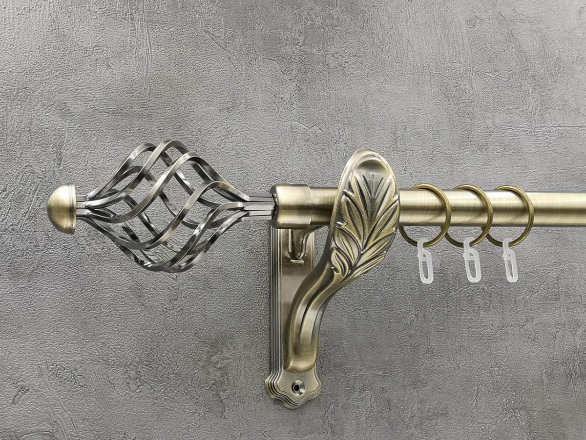 Карниз Quadrum Арезо гладка штанга одинарний ретро 25 мм 400 см Антик (262043761)