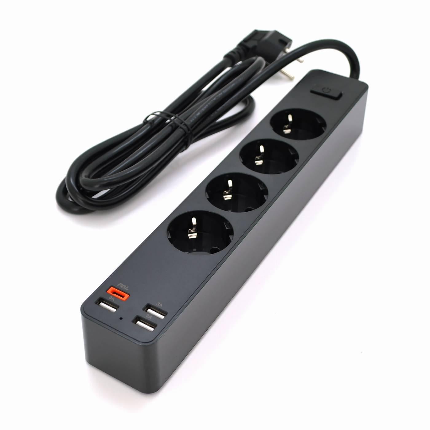 Фільтр мережевий KSC-717 Zhengya series 4000W на 4 розетки/4 USB виходи 1,8 м Black (32736)