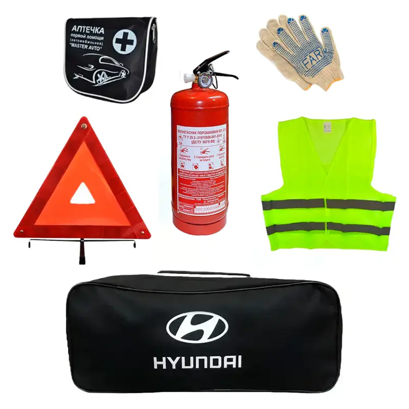 Набор автомобилиста AUTOMIX Р25 Hyundai огнетушитель 2 кг/знак аварийной остановки/аптечка/жилет
