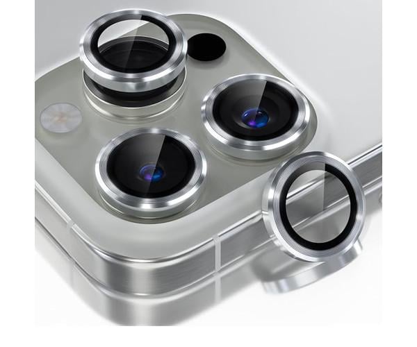 Защитное стекло с рамкой Eagle Eye для iPhone 16 Pro / 16 Pro Max на заднюю камеру Серебряный