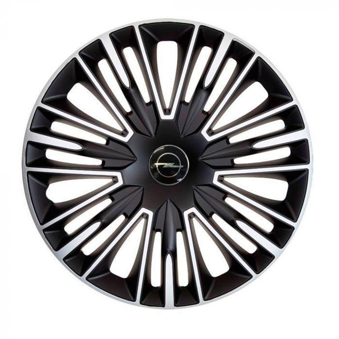 Колпаки для колес 4 Racing Jerez R15 с логотипом Opel 4 шт. Silver/Black