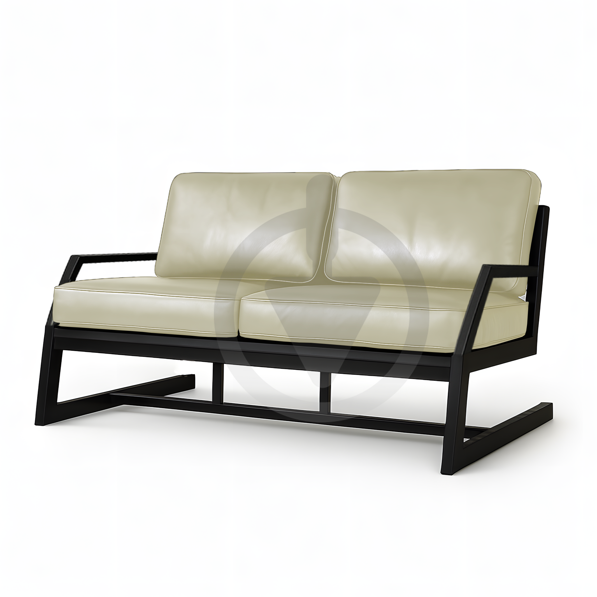 Диван металлический AVVS Атлас с подлокотниками лофт экокожа 156 см Бежевый - фото 1