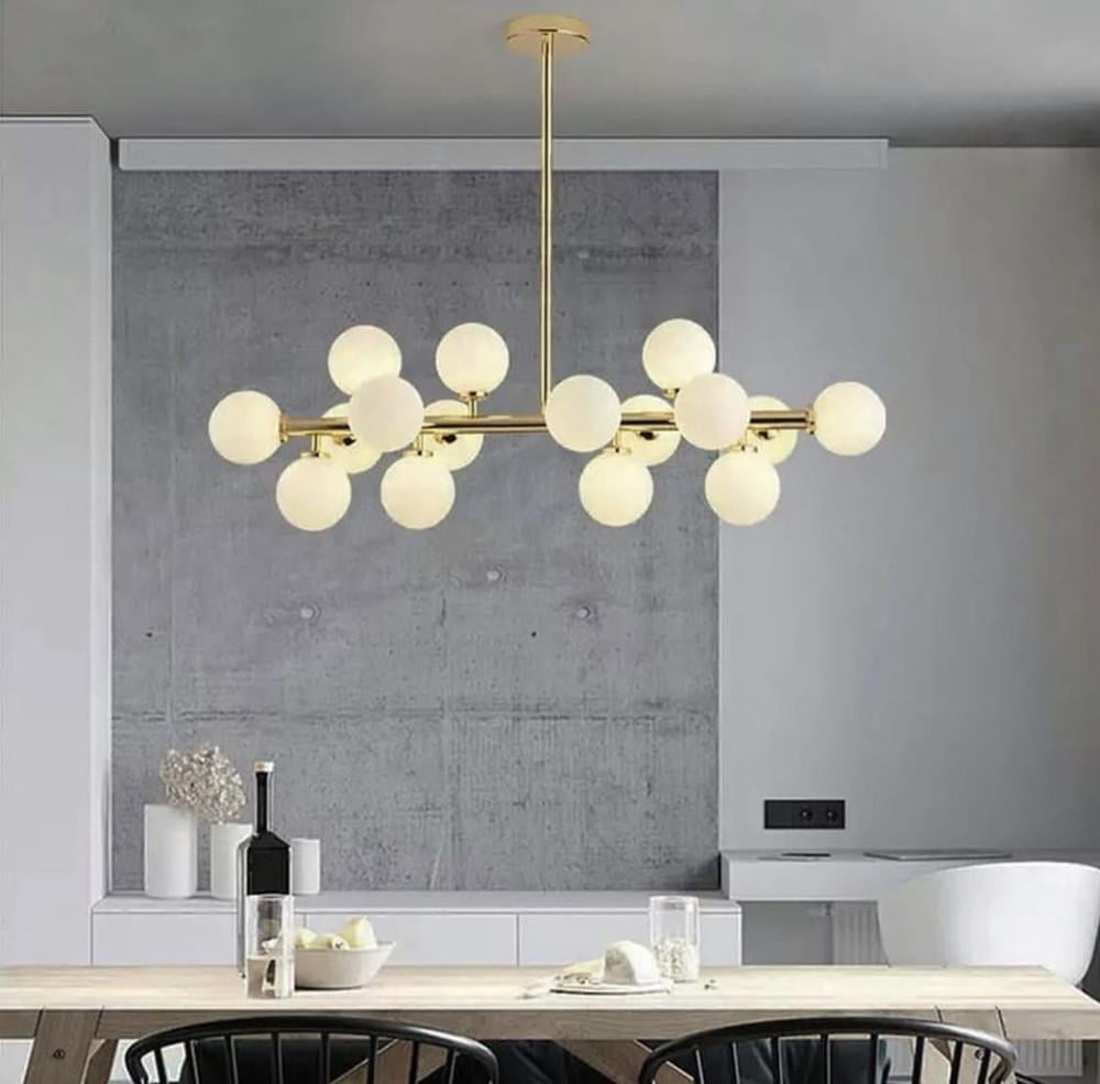 Люстра линейная с миниатюрными белоснежными плафонами (DE 14 L/940 GD) - фото 2