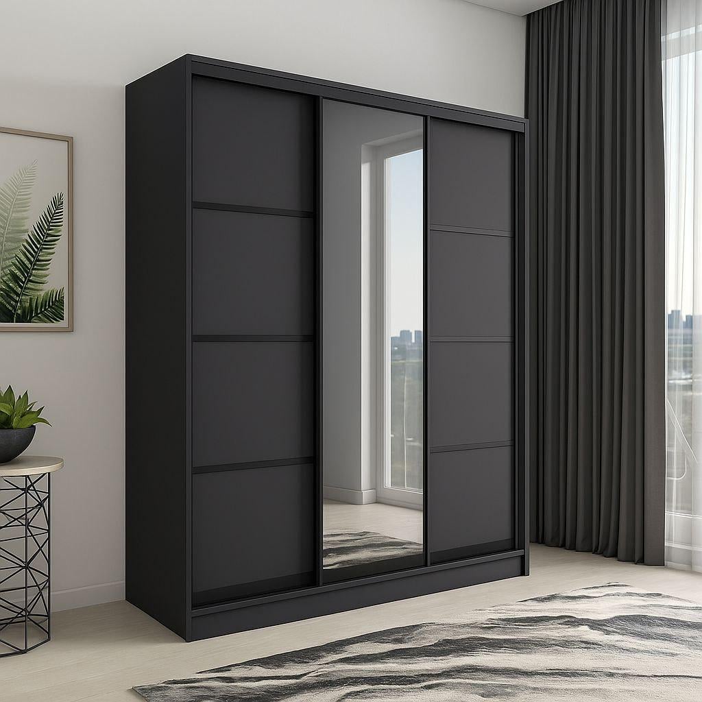 Шкаф купе Мириам комби 4 ДСП/зеркало 1800x2400x600 мм Антрацит (21389) Шкаф купе Мириам комби 4 ДСП/зеркало 1800x2400x600 мм Антрацит (21389)