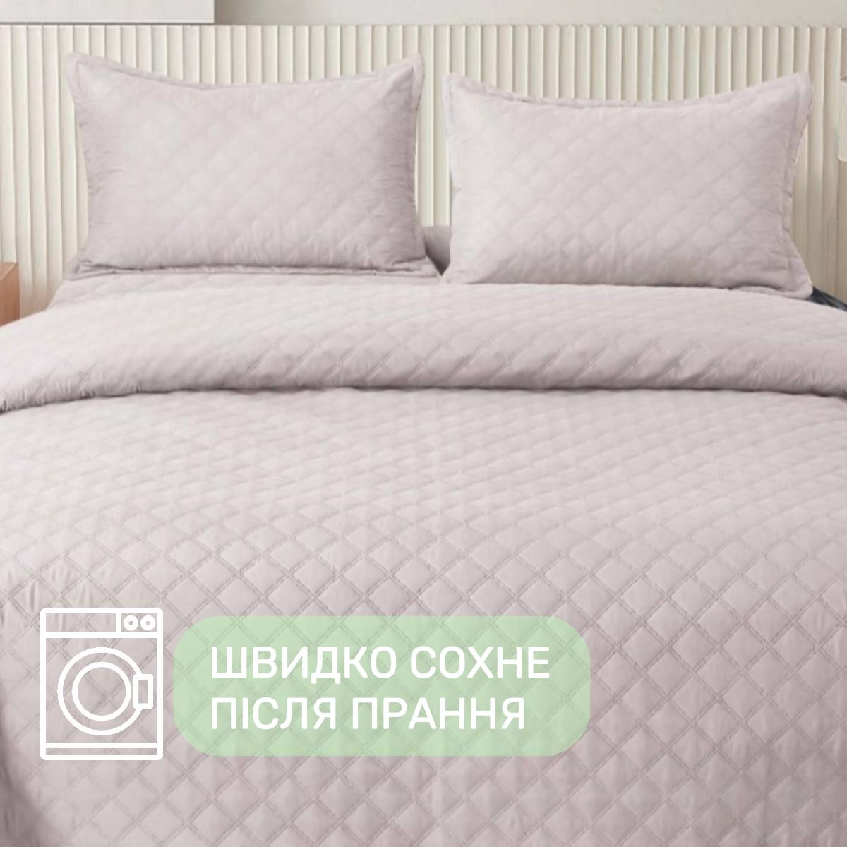 Покрывало стеганое и 2 наволочки с подушками Koloco 100% хлопок евро 200х230 см Светло-серый (41702) - фото 4 Покрывало стеганое и 2 наволочки с подушками Koloco 100% хлопок евро 200х230 см Светло-серый (41702) - фото 4