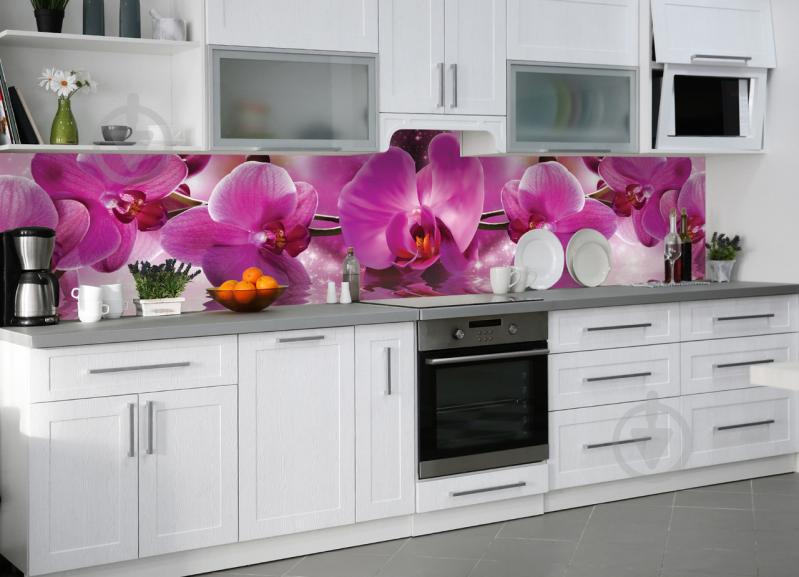Наклейки кухонный фартук Zatarga " Пышные розовые Орхидеи " 650х2500мм Розовый (Z180257/1)