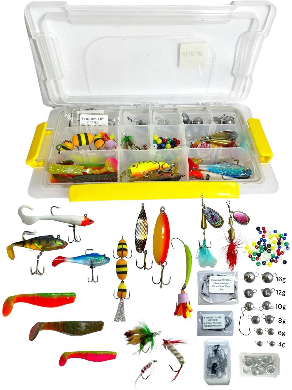 Набір рибальських приманок та інструментів для хижої риби в коробці MJ-3101 (23x17x5 см) - фото 2 Набір рибальських приманок та інструментів для хижої риби в коробці MJ-3101 (23x17x5 см) - фото 2