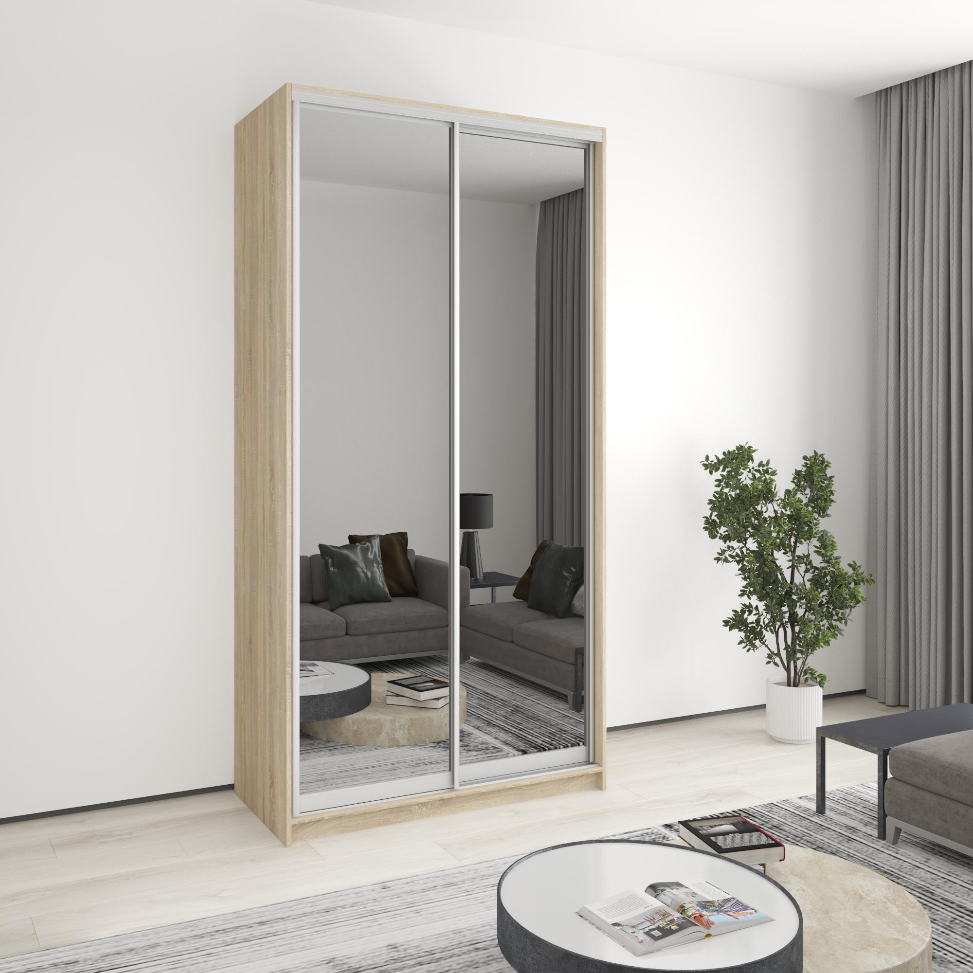 Шкаф-купе двухдверный MebelStar Уни AL 2 зеркала 120x60x240 см Дуб сонома (MBS-4014) Шкаф-купе двухдверный MebelStar Уни AL 2 зеркала 120x60x240 см Дуб сонома (MBS-4014)