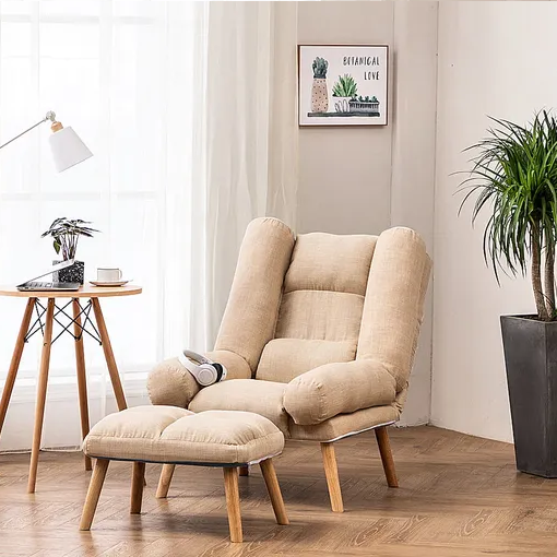 Кресло раскладное для отдыха Uszak Dior с подставкой для ног Бежевый - фото 1