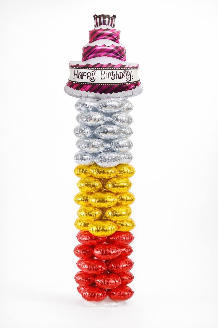 Стойка из воздушных шаров "Happy Birthday" с подставкой и насосом (3005729900)