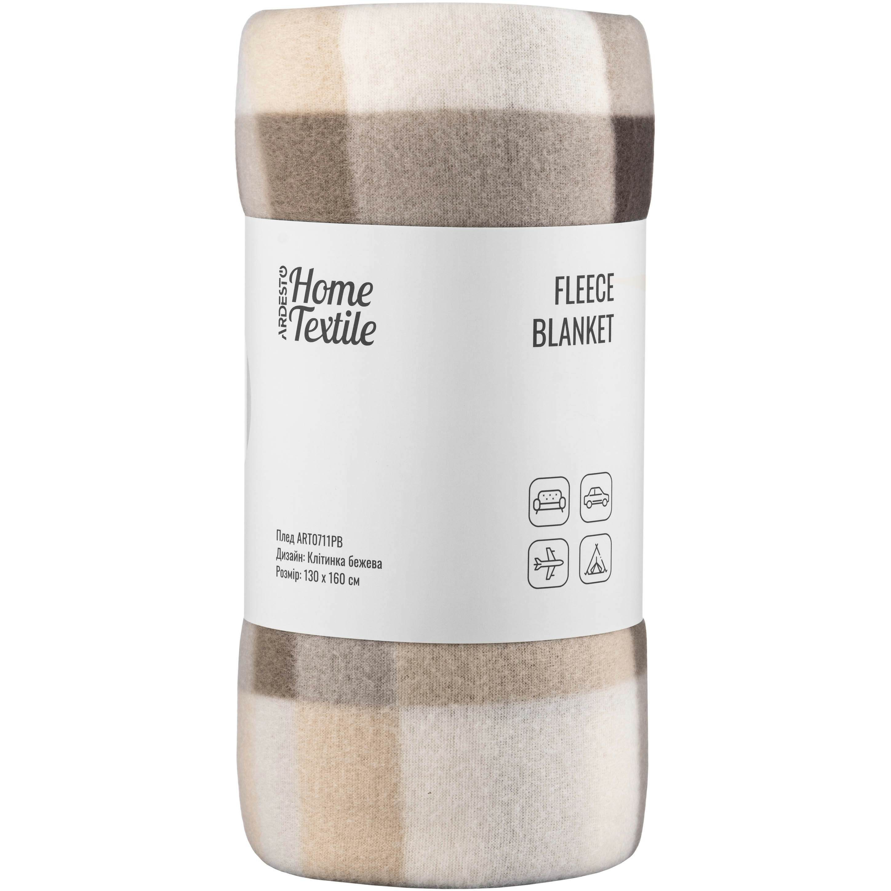 Плед Ardesto Fleece Клеточка 130x160 см Бежевый (ART0711PB) Плед Ardesto Fleece Клеточка 130x160 см Бежевый (ART0711PB)