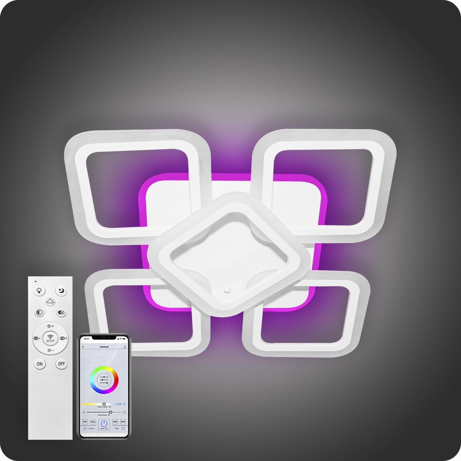 Люстра світлодіодна 517 Light 3color з пультом 90 Вт Білий (01844) - фото 2 Люстра світлодіодна 517 Light 3color з пультом 90 Вт Білий (01844) - фото 2