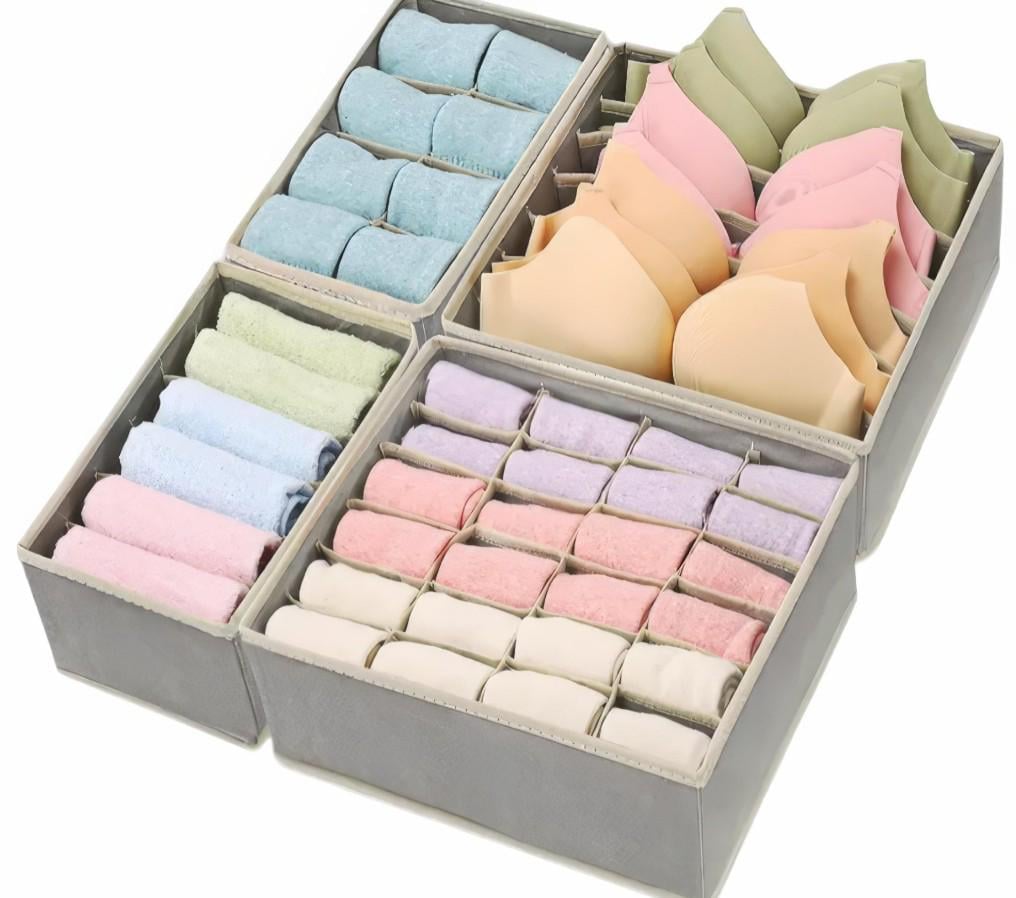 Комплект коробок-органайзерів для білизни 32х32х10 см 4 шт. 45 секцій (28092984)